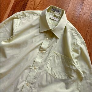 Covona Yellow Green Button Up Dress Shirt Single Needle Preppy 16.5 34-35 Large